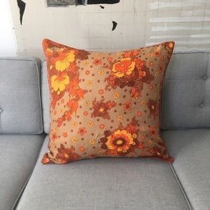 Orange, Beige, and Yellow Floral Handmade Decorative Pillow Cover